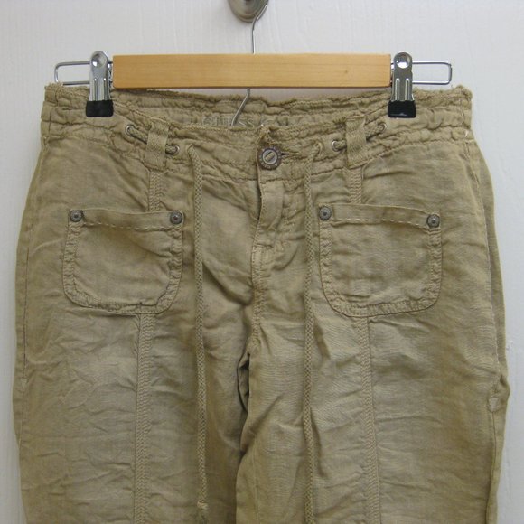 NWT Guess tan khaki linen pants 24 - Picture 3 of 7
